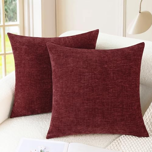 20x20 Inch Burgundy Decorative Couch Throw Pillow Covers Set of 2