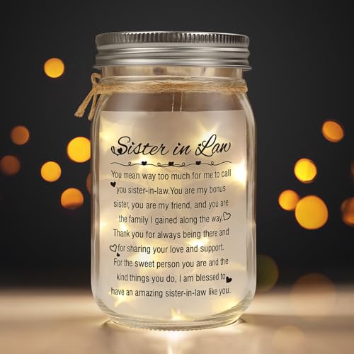 Sister-in-Law Mason Jar Night Light - Heartfelt Gift for Women - Sister-in-Law Variation