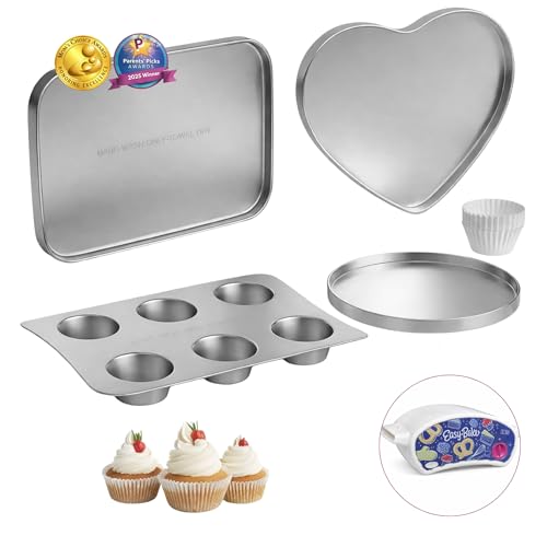Kids Mini Baking Pan Set with 75 Liners Nonstick Aluminum Accessories