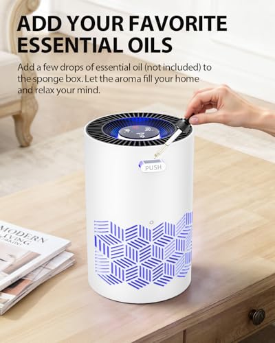 HEPA Air Purifier for Bedroom with 360° Airflow, 20dB Sleep Mode & Aroma Pad