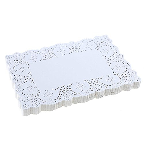 Rectangle Paper Doilies 9 x 6.5 Inch - White Lace Placemats, Pack of 200