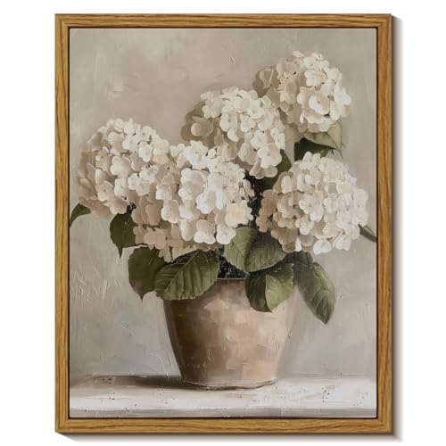 InSimSea Vintage Hydrangea Framed Canvas Wall Art 8x10 Floral Decor