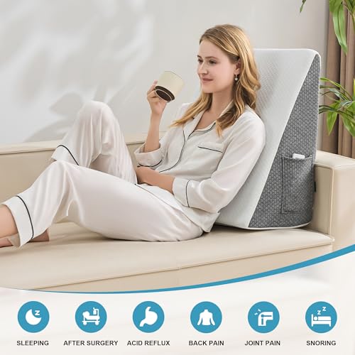 12-Inch Wedge Pillow for Sleeping - Memory Foam Triangular Support