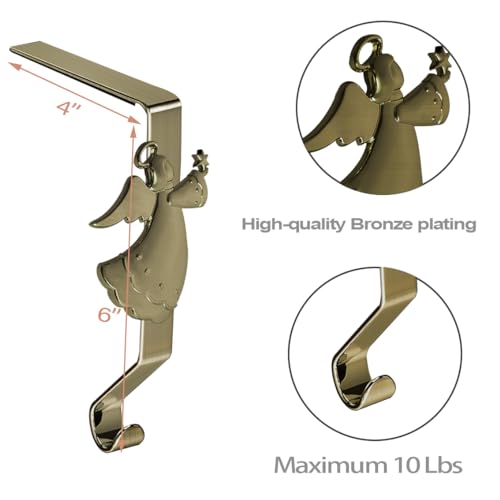 Christmas Stocking Holders for Mantle - Non-Slip Fireplace Hooks (Set of 6)