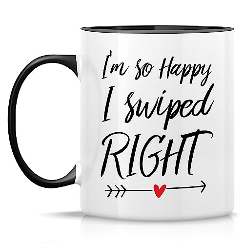 Retreez Funny I'm So Happy I Swiped Right 11 Oz Ceramic Coffee Mugs