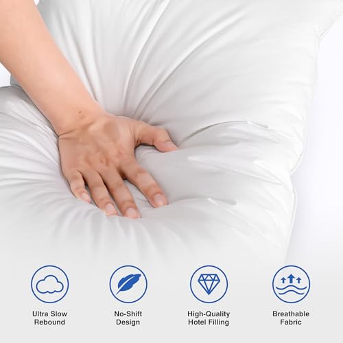 Queen Size Feather Pillows Set of 2 - Soft Goose Down Support