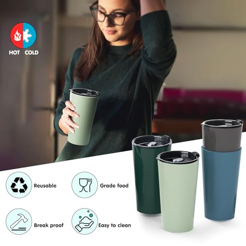 Greentainer 4 Pack Dark Travel Coffee Mugs 20 oz Spill-Proof Reusable Tumblers