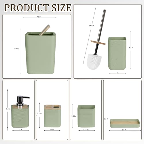 7-Piece Bathroom Accessory Set, Durable Plastic Vanity Organizer Kit