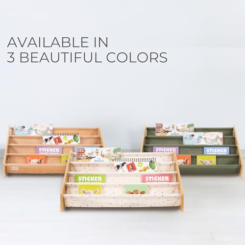 Wooden Kids Bookshelf - Montessori Nursery Book Storage for Playroom