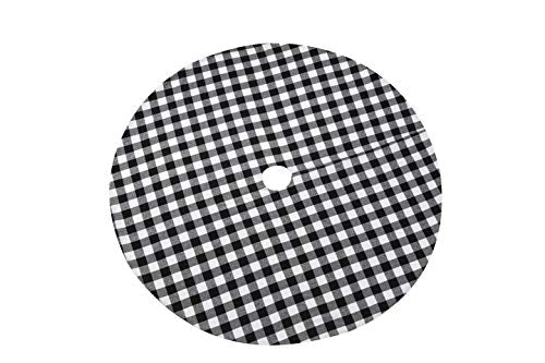36-Inch Black and White Buffalo Plaid Christmas Tree Skirt Decor