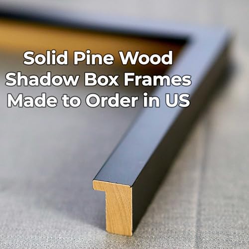 16x20 Shadow Box Frame, Black Wood Display Case with Suede Backing