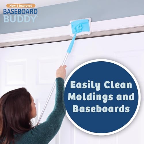 Extendable Baseboard & Wall Cleaner Tool with 3 Reusable Microfiber Pads