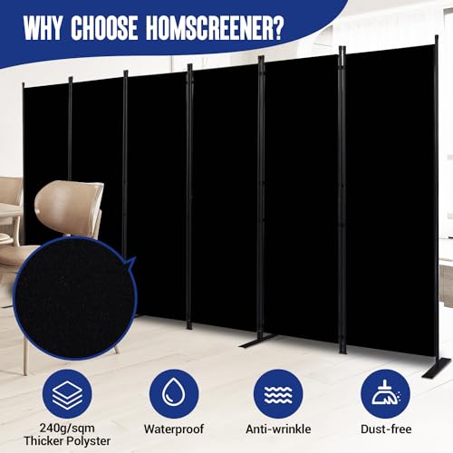 6-Panel Folding Privacy Screen, 11ft x 6ft Room Divider Partition