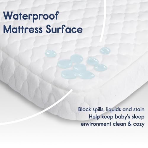 Waterproof Pack and Play Mattress 38" x 26" with Soft Cover & Carry Bag