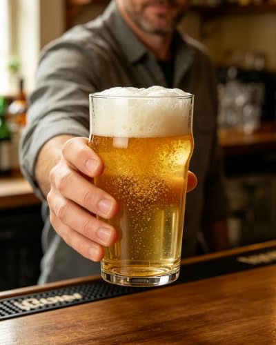 20oz Stackable Pint Beer Glasses - Set of 4 English Pub Style Glassware