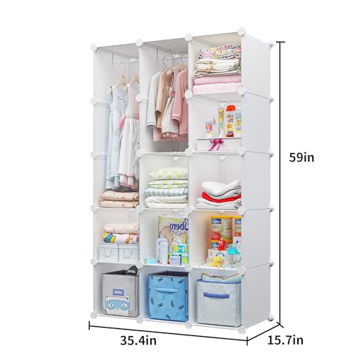 Modular Baby Wardrobe Closet - 15-Cube Portable Children's Storage Organizer
