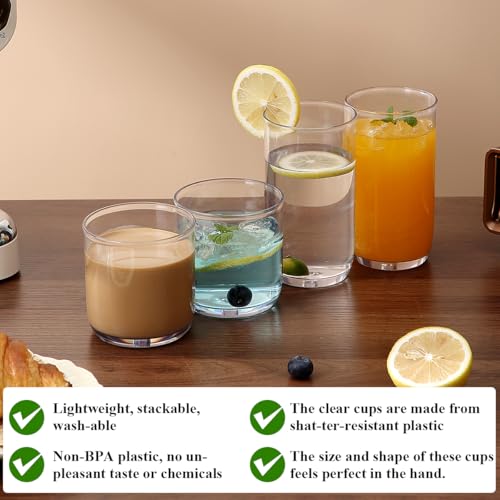 12-Piece Unbreakable Plastic Drinking Glass Set - Clear PET Tumblers