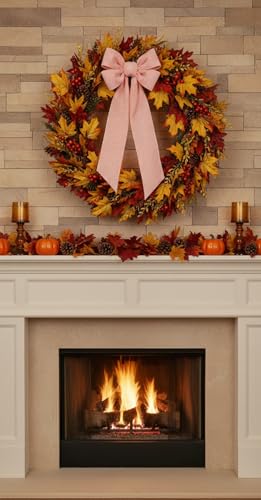 Orange Striped Wreath Sash for Front Door - 5.12" x 54" Fall Decor