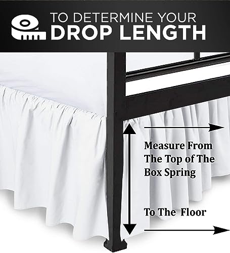 White Twin Ruffled Bed Skirt - 12 Inch Drop Microfiber Dust Ruffle
