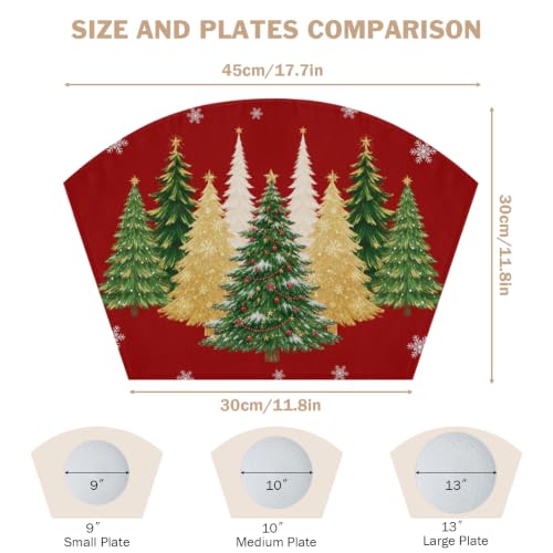 Christmas Placemats Set of 4 with Xmas Tree Pattern, 17.5x11.8 Inches - Holiday Table Decor