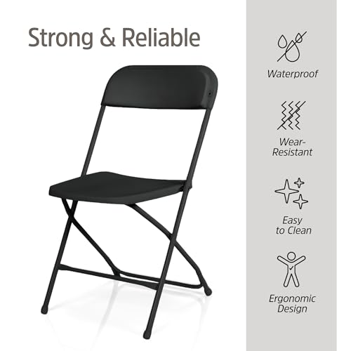 10-Pack Heavy-Duty Folding Chairs - Portable Steel Frame Seating