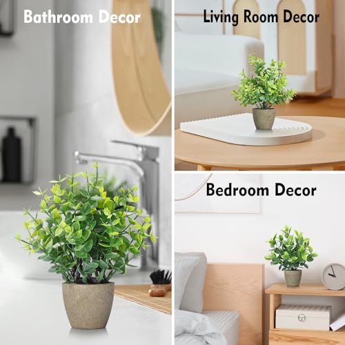 4-Pack Artificial Potted Plants with Ceramic Pots, 7-Inch Faux Greenery
