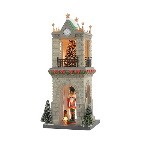 Light-Up Christmas Village Nutcracker Sentry Building, 10-Inch Porcelain Decor