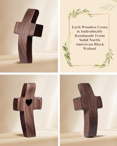 10-Pack Wooden Pocket Cross, Handcrafted Black Walnut Fidget & Prayer Gift
