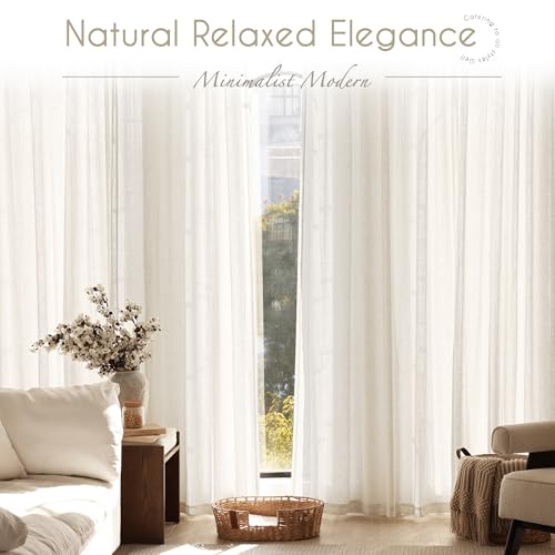 Light Filtering Linen Curtains Set of 2 Panels 92 Inch