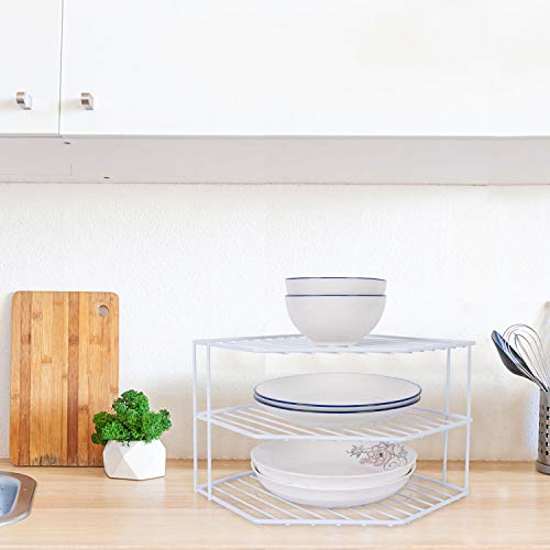 3-Tier Corner Shelf Organizer - Rust-Resistant Steel Kitchen Rack