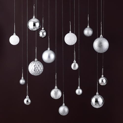 36-Piece Shatterproof Christmas Tree Ornaments - Silver Holiday Baubles Set