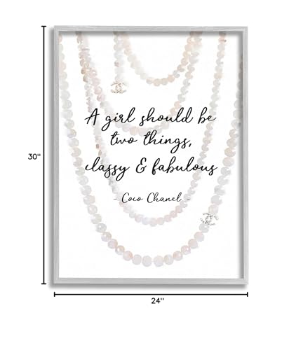 Stupell Industries Classy and Fabulous Fashion Quote with Pearls, Design by Amanda Greenwood Wall Art, 24 x 30, Off- White