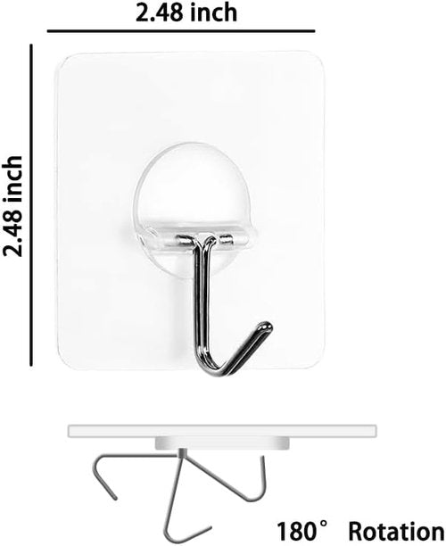 Kimono Heavy-Duty Adhesive Hooks - Transparent Waterproof Wall Hooks for Keys & Towels | 8-Pack