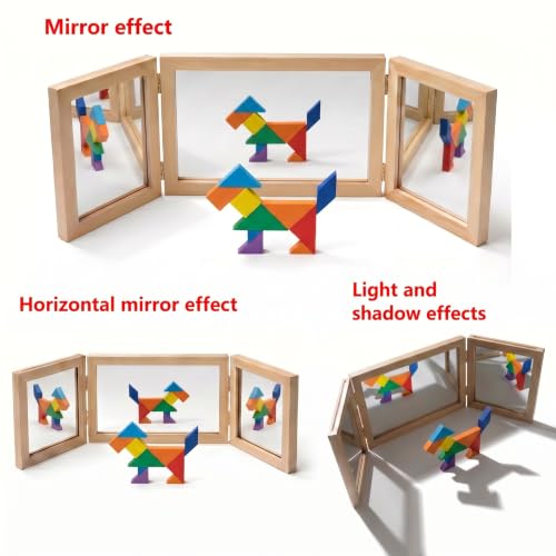 3-Panel Sensory Tri-Fold Mirror for Light Table and Early Learning