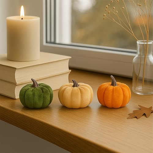 12-Piece Velvet Artificial Pumpkins for Fall and Thanksgiving Decor