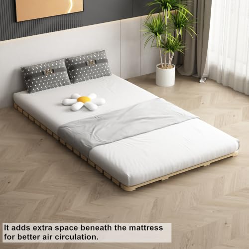 Foldable Solid Wood Slat Bed Frame for Full Size Futon or Mattress