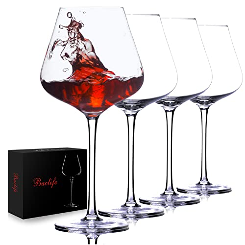 Hand-Blown Crystal Red Wine Glasses, 23 oz Large Stemware Set of 4