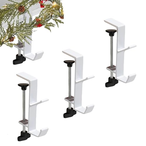 2-in-1 Fireplace Stocking and Garland Hanger for Mantel, White (3 Pack)
