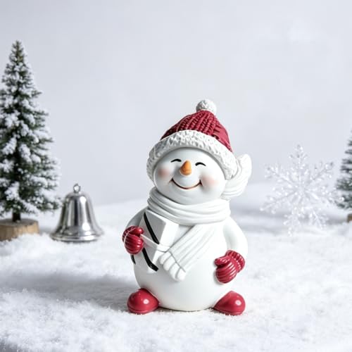Xmas Style Snowman Gift Box Christmas Resin Figurine Cute Ornament Set