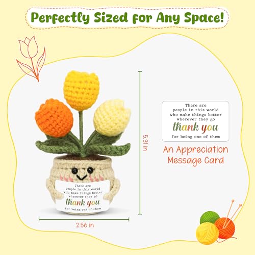 Handmade Crochet Tulip Thank You Gift - Emotional Support Desk Decor