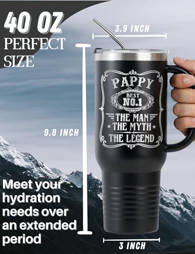 40oz Stainless Steel Tumbler with Handle - Gift for Dad from Kids, Keeps Drinks Hot/Cold, Lid & Straw