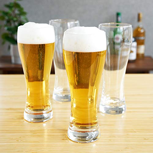 Wheat Beer Glasses, 23 oz Pilsner and Craft Beer Glass Set - 4 Pack