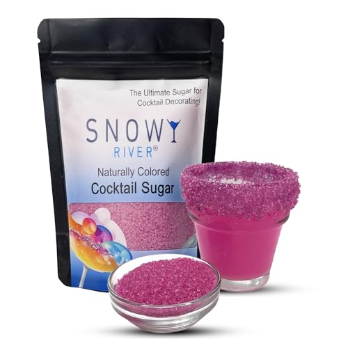 Snowy River Pink Cocktail Sugar Rimmer - Kosher Certified 4oz Natural Beverage Garnish