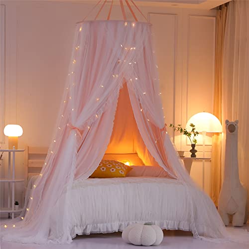 Double Layer Round Dome Bed Canopy Curtain & Mosquito Net for Kids Bed