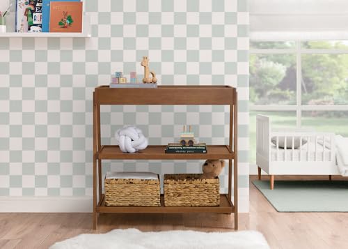 Nursery Wooden Baby Changing Table with 2 Storage Shelves, Chestnut