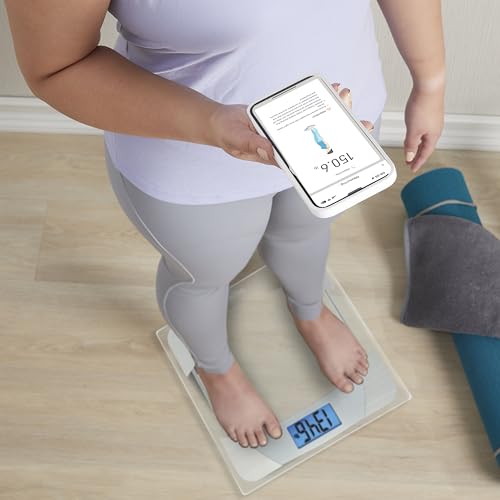 Taylor Digital Body Weight Scale 400 LB Capacity Blue LCD Glass Platform
