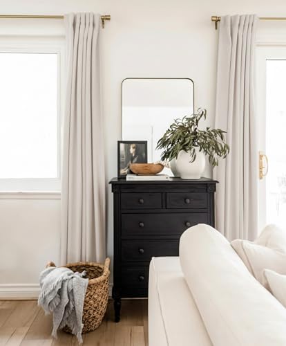 100% Blackout Linen Textured Curtains - Cream 50x84 Inch, 2 Panels
