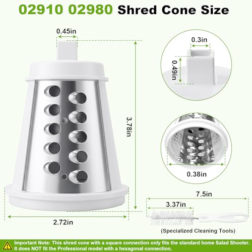 Shred Cone Replacement Blade for Salad Shooter with Cleaning Brush