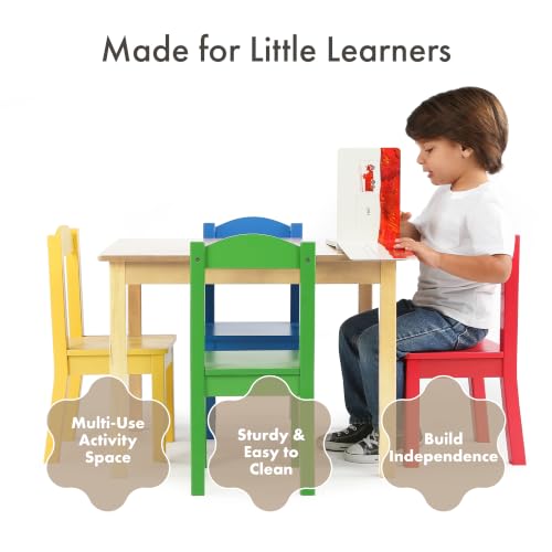 Toddler Table and 4-Chair Set - Sturdy Wood Activity Furniture for Kids