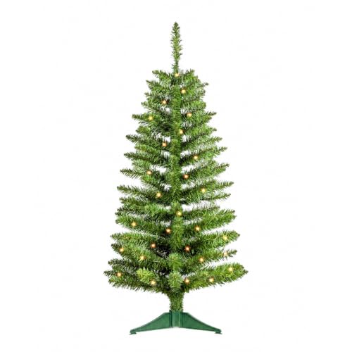 PineSpark 4ft Green Christmas Tree with Lights - Blue Accent, 122 Tips, 50 LED Pre-lit, Foldable